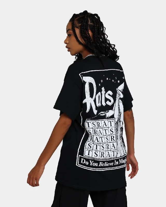 Rats Get Fat Rats Magic T-Shirt Black Mesh Blend Leather Blend Suede Blend