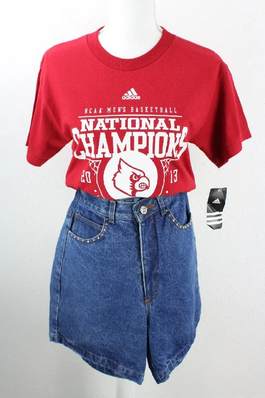Vintage Red Adidas Basketball T-Shirt (M) Collared Crew Neck Turtle Neck