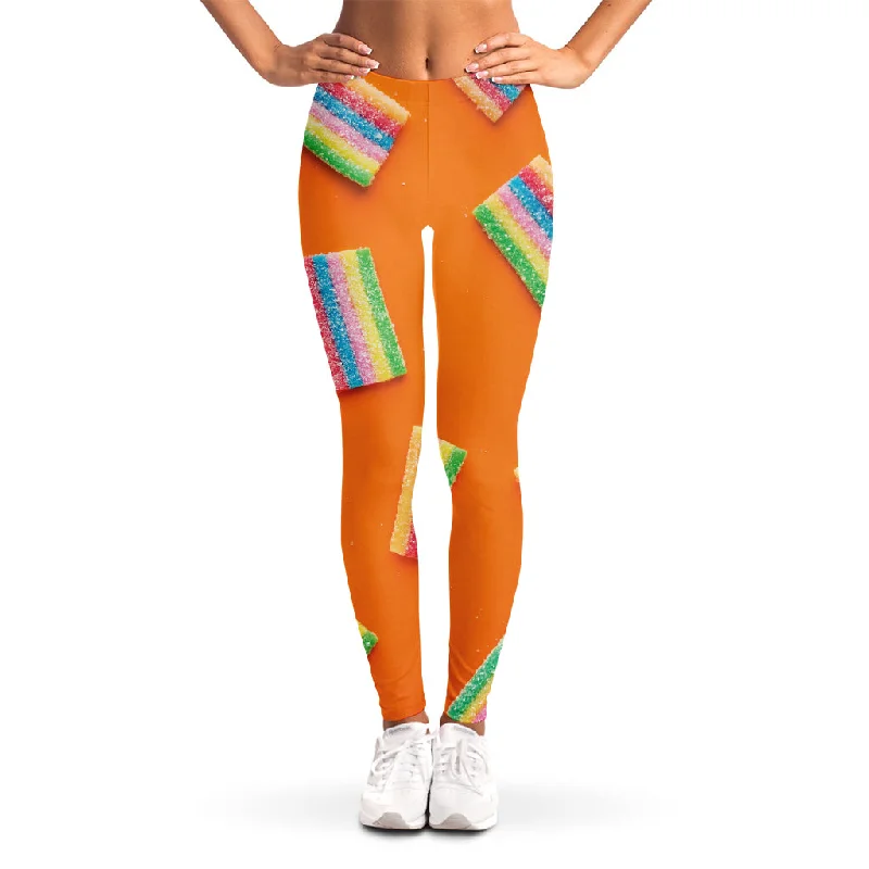 Colorful Gummy Print Women's Leggings Stylish Compression Fit Leggings