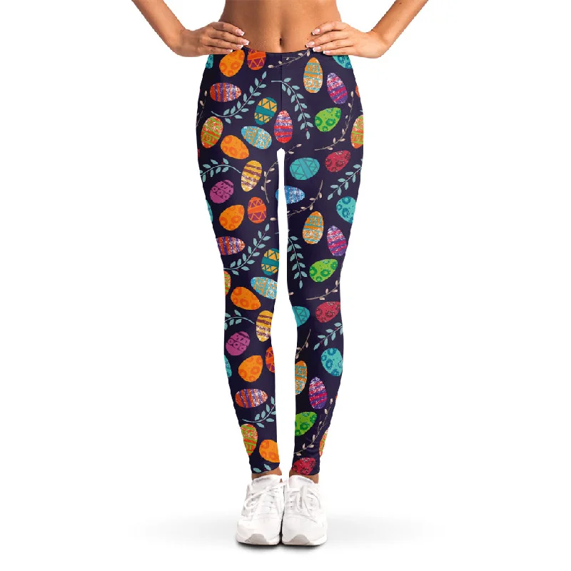 Colorful Easter Eggs Pattern Print Women's Leggings Comfortable Stretch Leggings