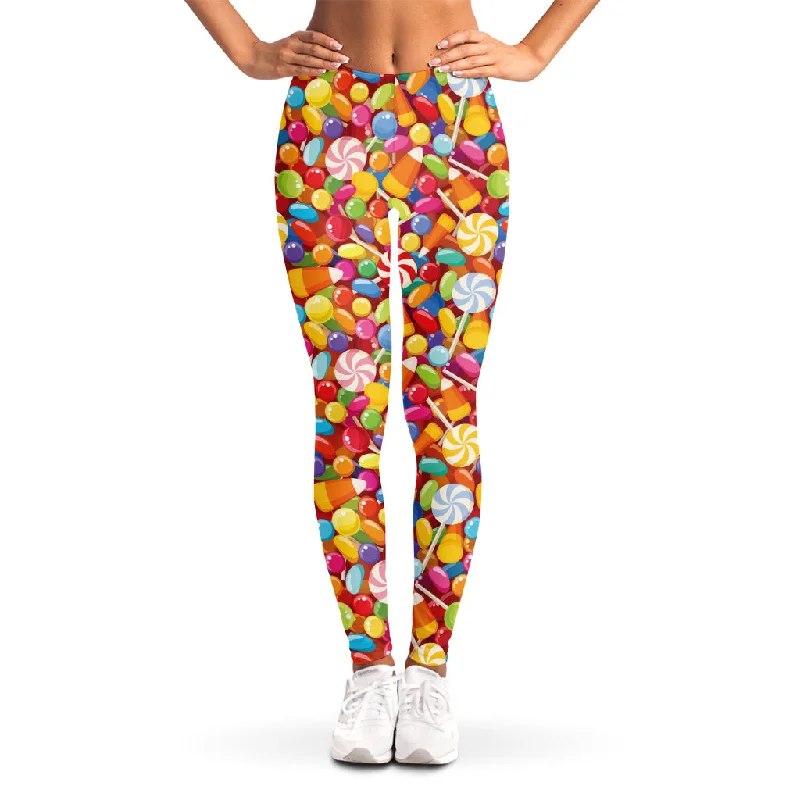 Colorful Candy Pattern Print Women's Leggings Fashionable Tummy Control Leggings