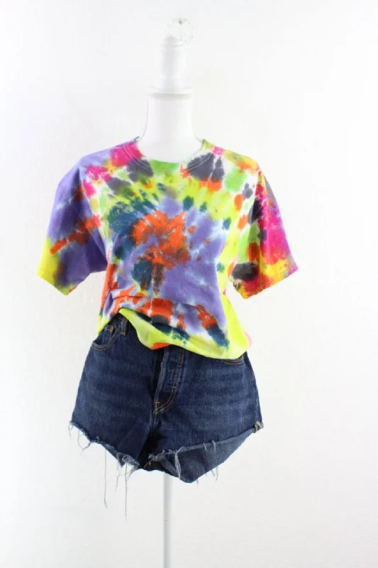 Vintage Crop Batik T-Shirt (L) Print Jacquard Patchwork