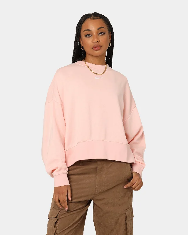 Nike Women's Essentials Oversized Fleece Crew Sweat Shirt Atmosphere Mesh Blend Leather Blend Suede Blend