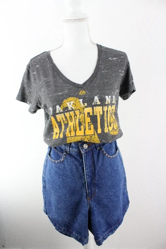 Vintage Oakland Athletics T-Shirt (S) Knit Fabric Woven Fabric Fleece Fabric