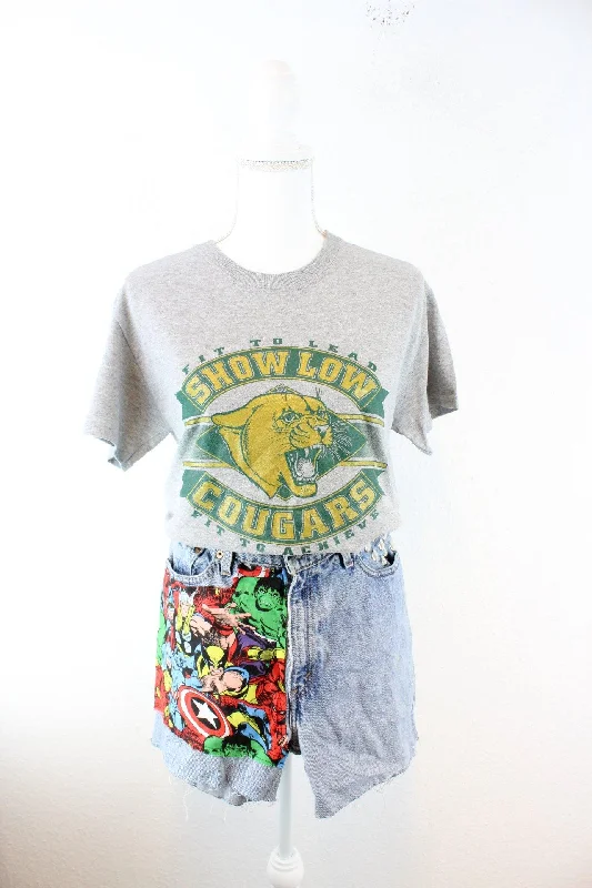 Vintage Grey Cougars T-Shirt (S) Elasticated Padded Insulated