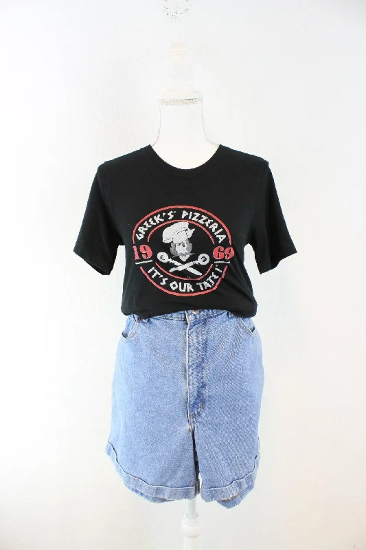 Vintage Canvas Greek´s Pizzeria T-Shirt (XS) Hooded Caped Shawl Collar