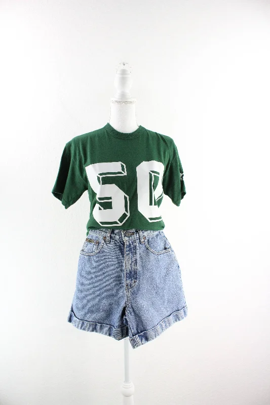 Vintage Number 50 T-Shirt (M) Spandex Blend Rayon Blend Denim Blend