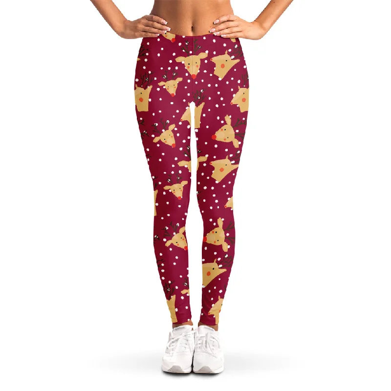 Christmas Deer Pattern Print Women's Leggings Cozy Yoga Compression Leggings