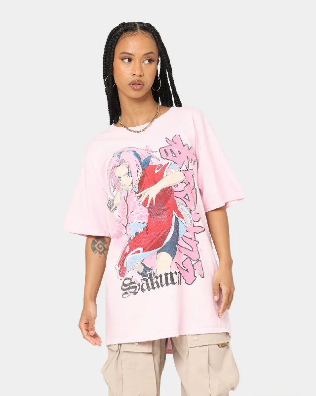 Goat Crew X Naruto Sakura CLR T-Shirt Pale Pink Iron Safe Non-Iron Wrinkle Free