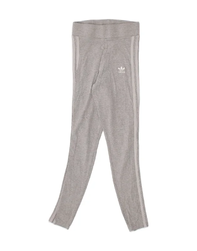 ADIDAS Womens Leggings UK 6 XS Grey Cotton Fashionable High-Rise Workout Leggings