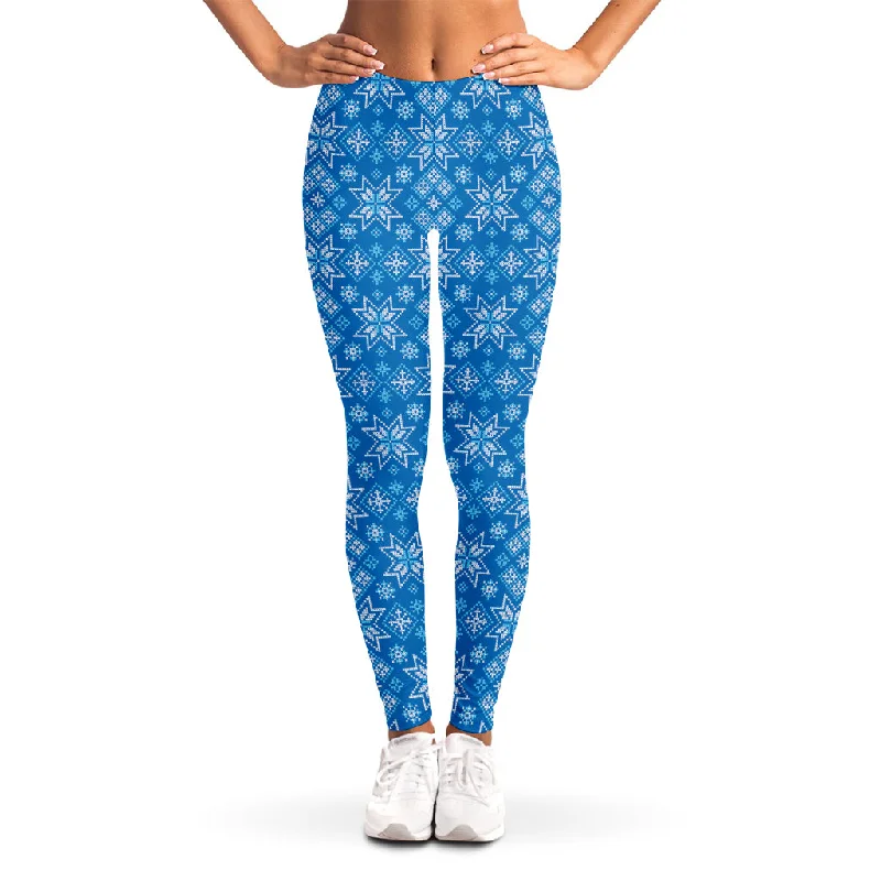 Christmas Nordic Knitted Pattern Print Women's Leggings Comfortable Power Mesh Leggings
