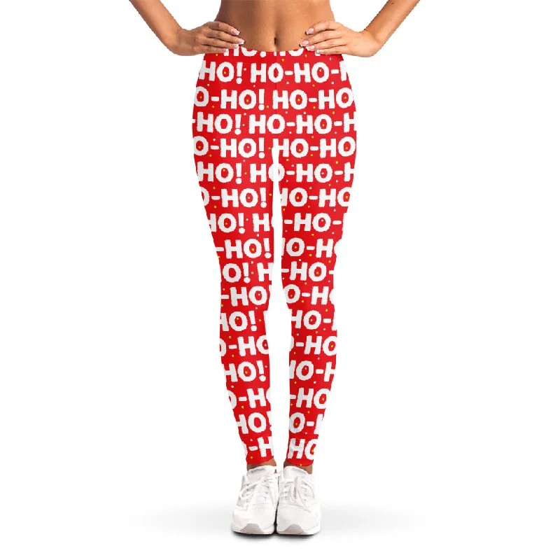 Christmas Ho Ho Ho Pattern Print Women's Leggings Comfortable Tummy Shaping Leggings