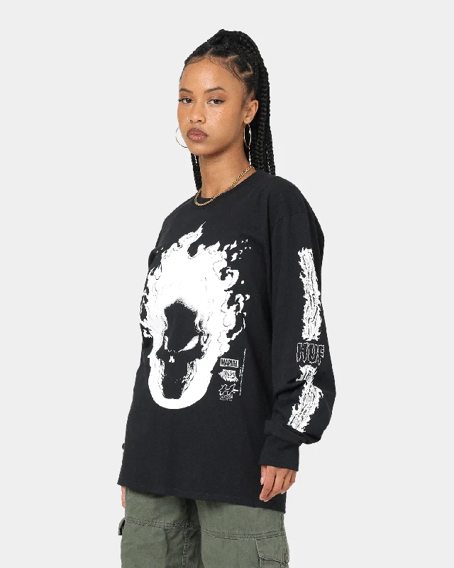 HUF X Marvel Ghost Rider Long Sleeve T-Shirt Black Wool Fabric Cashmere Fabric Tweed Fabric HUF X Marvel Ghost Rider Long Sleeve T-Shirt Black Wool Fabric Cashmere Fabric Tweed Fabric