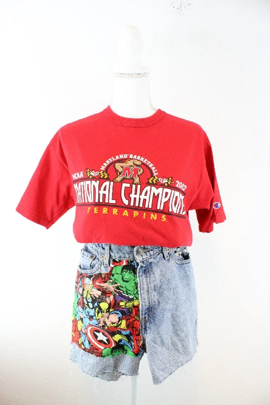 Vintage Champion Maryland Basketball T-Shirt (S) Collared T-Shirt Boat Neck A-Line