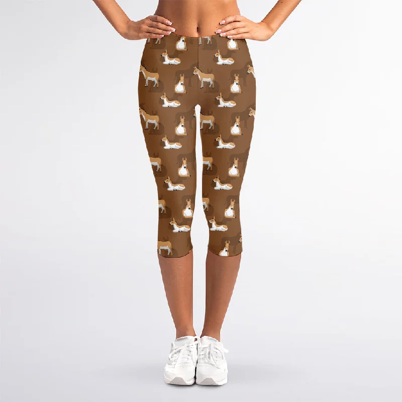 Cartoon Kulan Donkey Pattern Print Women's Capri Leggings Cozy Oversized Leggings