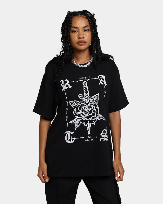 Rats Get Fat No Love T-Shirt Black Houndstooth Herringbone Solid