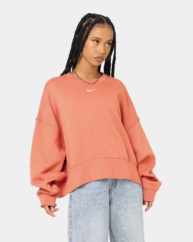 Nike Women's Essentials Oversized Fleece Crew Sweat Shirt Madder Root/White Spandex Blend Rayon Blend Denim Blend Nike Women's Essentials Oversized Fleece Crew Sweat Shirt Madder Root/White Spandex Blend Rayon Blend Denim Blend