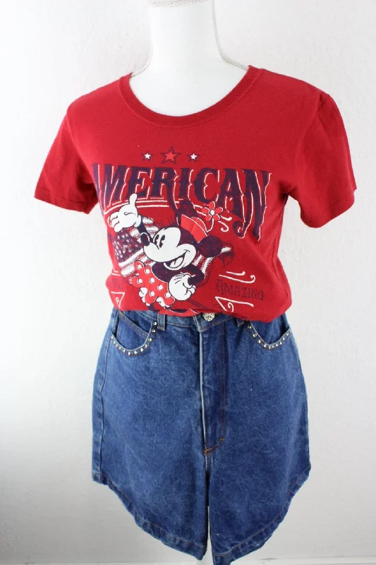 Vintage Disney American Classic T-Shirt (XS) Zippered Buttoned Snapped