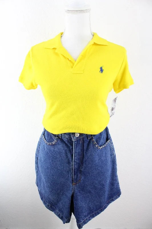 Vintage Ralph Lauren Neon T-Shirt (XS) Lace Blend Ribbed Blend Corduroy Blend