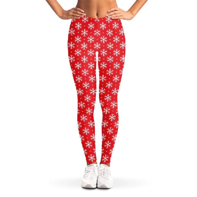 Christmas Snowflake Pattern Print Women's Leggings Elegant Velvet Leggings