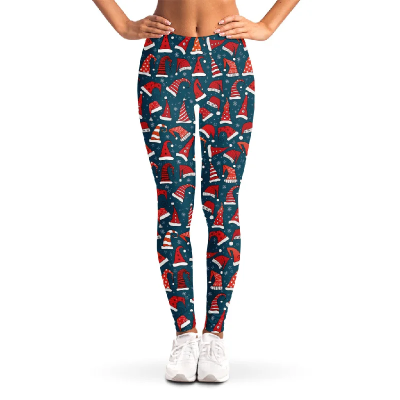 Christmas Santa Hats Pattern Print Women's Leggings Comfortable Yoga Tights Leggings