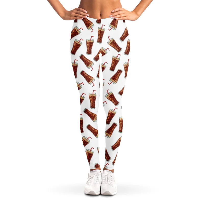 Cola Pattern Print Women's Leggings Comfortable Zip-Up Leggings
