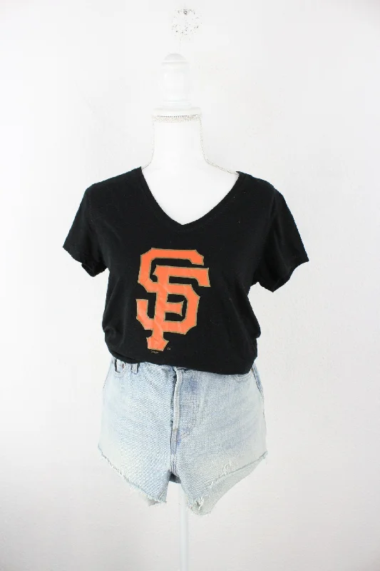 Vintage Black Sports T-Shirt (S) Houndstooth Herringbone Solid