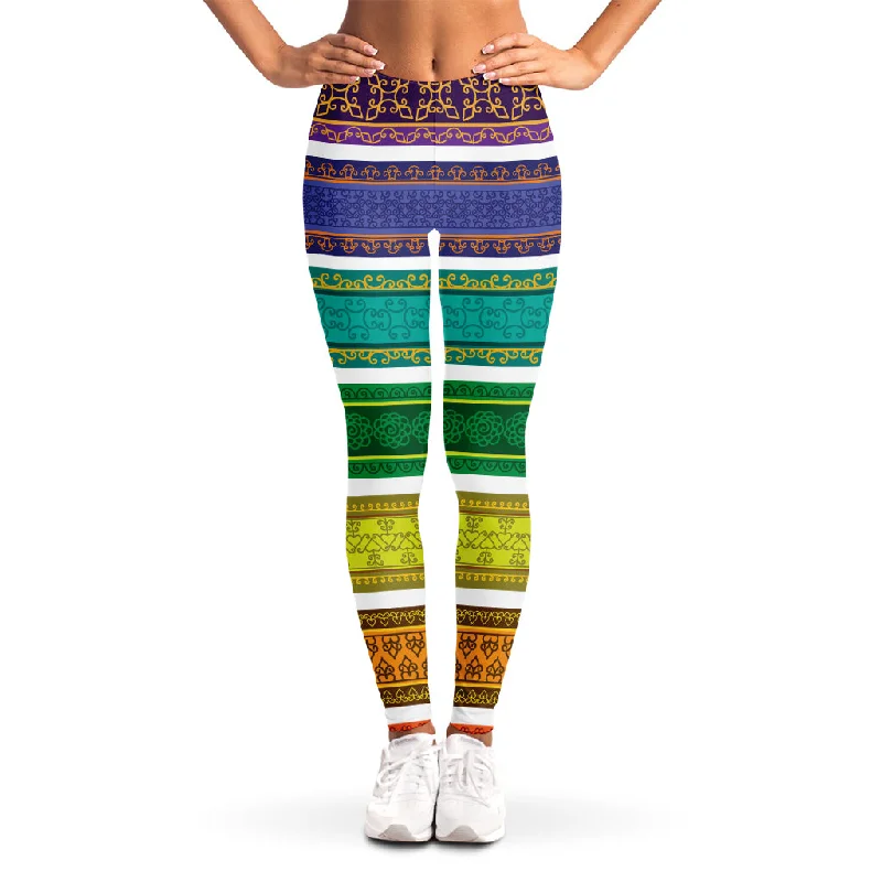 Colorful Ethnic Pattern Print Women's Leggings Trendy Minimalist Leggings