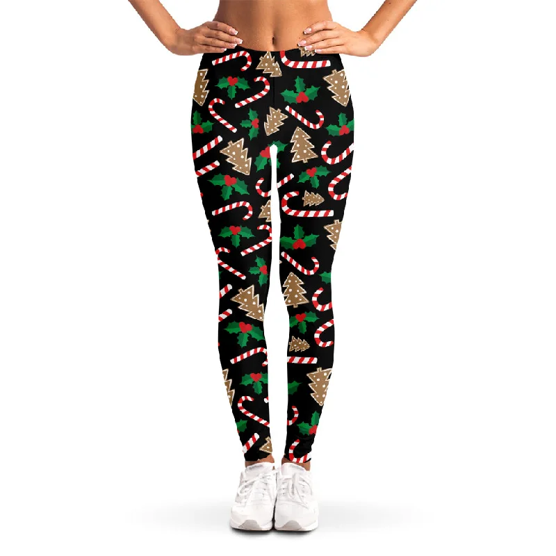 Christmas Cookie And Candy Pattern Print Women's Leggings Stylish Ultra Stretch Leggings