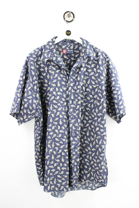 Vintage Chaps Fishy Party Shirt ( XL ) Mesh Blend Leather Blend Suede Blend