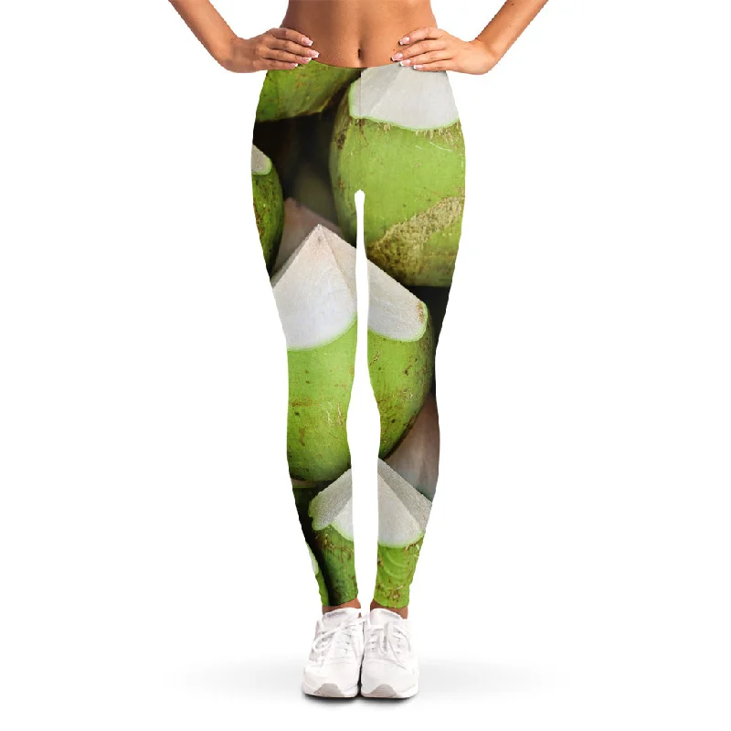 Coconut 3D Print Women's Leggings Fashionable High-Rise Workout Leggings