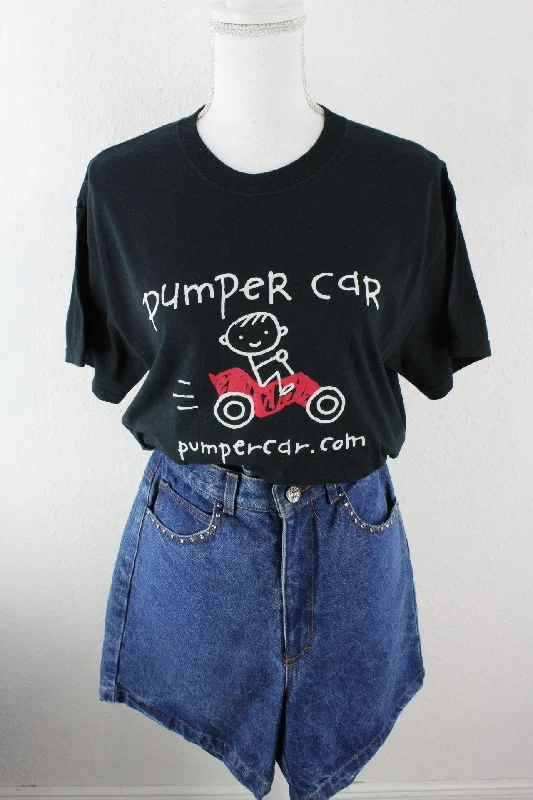 Vintage Pumper Car T-Shirt (M) Plaid T-Shirt Polka Dot Checkered