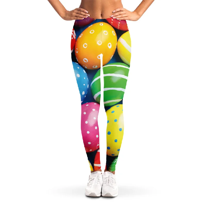 Colorful Easter Eggs Print Women's Leggings Casual Sporty Leggings
