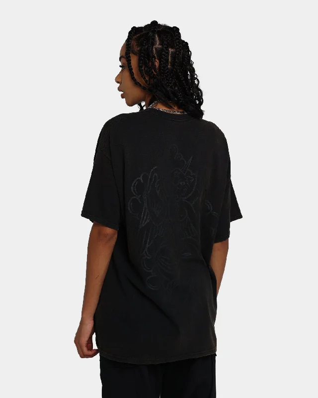Rats Get Fat Baphomet T-Shirt Black Wash Fleece Nylon Spandex