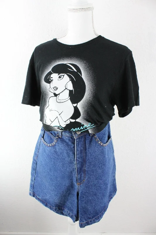 Vintage Disney Jasmine T-Shirt (S) Mesh Blend Leather Blend Suede Blend