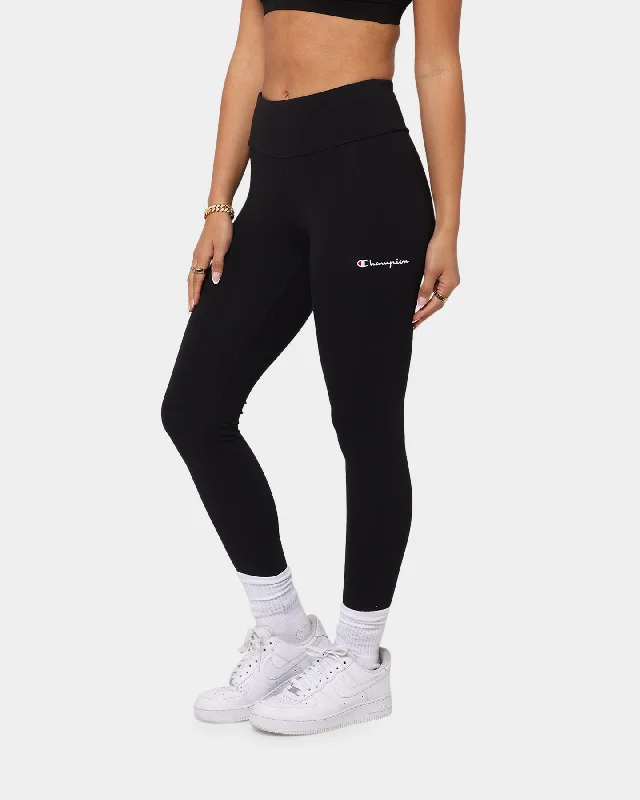 Champion Women's High-Rise Legging Black Elegant Printed Leggings with Pockets