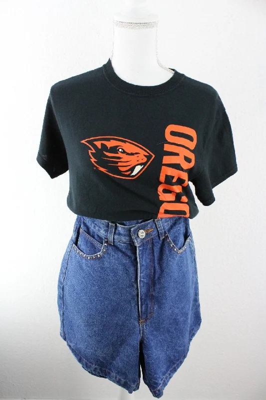 Vintage Oregon State T-Shirt (S) Striped Floral Plaid