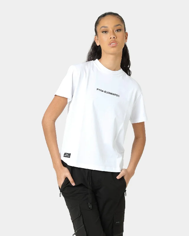 PYRA Women's Flow Logo T-Shirt White/Black Print Jacquard Patchwork