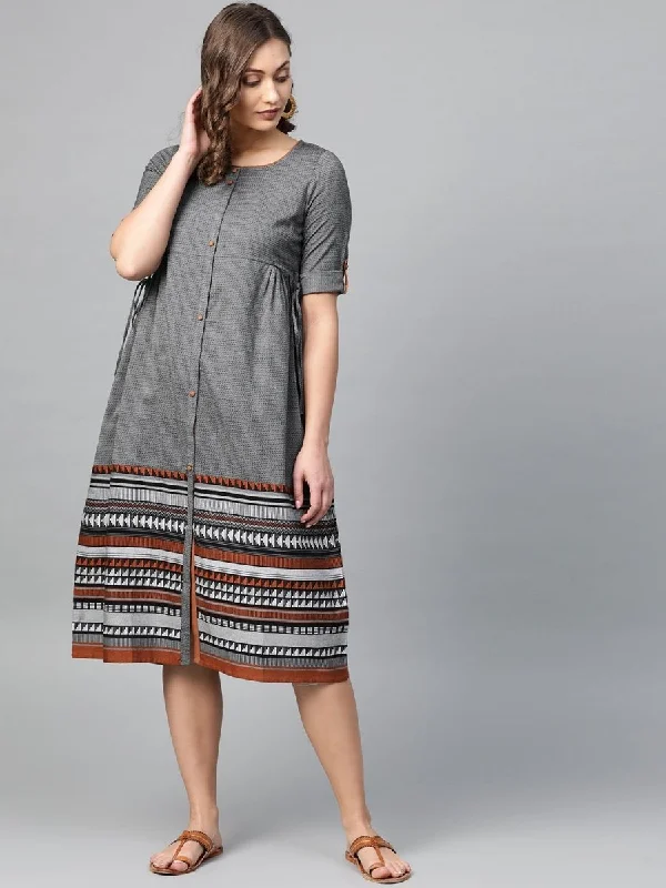 AURELIA Self Design A-Line Cotton Dress