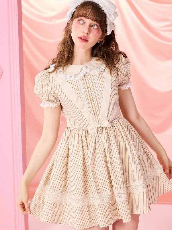 Doll Neck Bubble Sleeve Dress【s0000006958】 Tunics Favorite customer