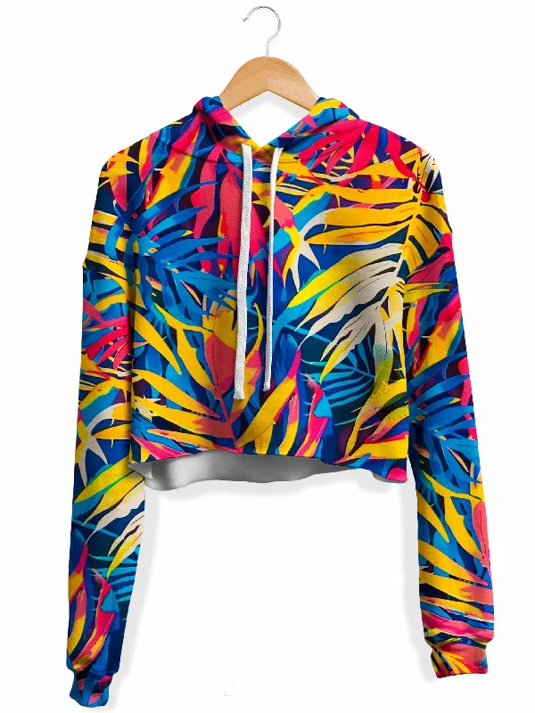 Jungle Folio Fleece Crop Hoodie Hoodie with Half-Zip Sporty Casual