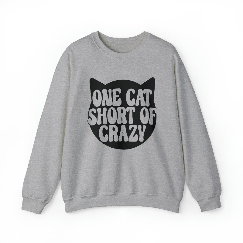One Cat Short of Crazy Crewneck Sweatshirt Hoodie with Emblem Brand Identity
