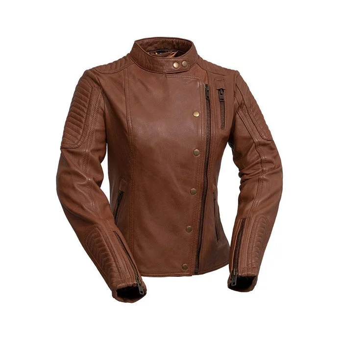 Ladies Zena Jacket Whiskey Zippered Front Buttoned Front Snap Front