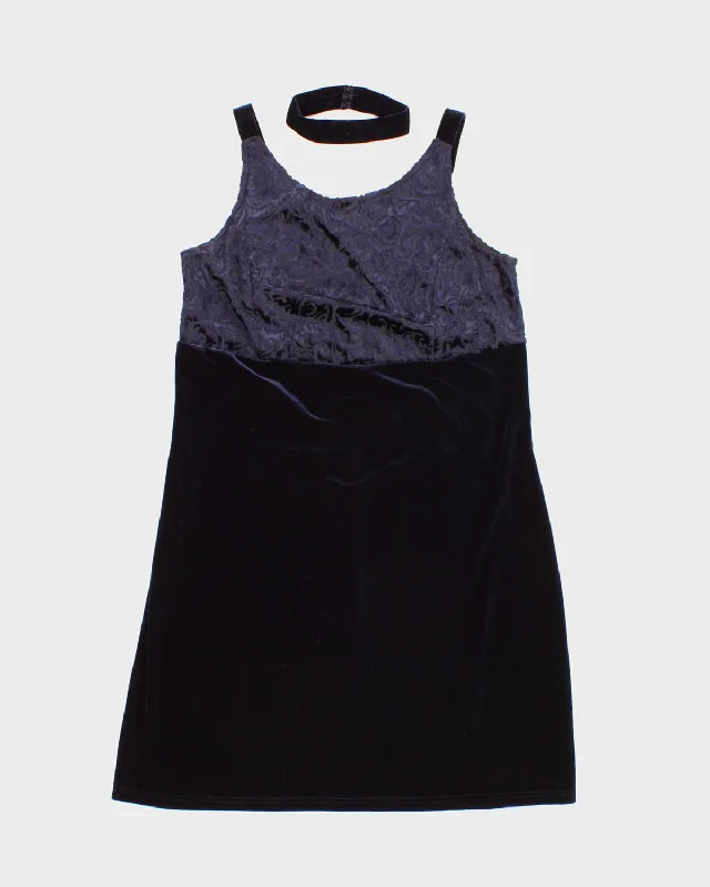 Vintage Poor Boy Velour Dress With Matching Neck Piece - M