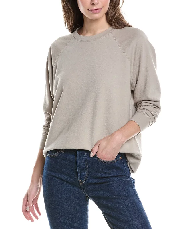 James Perse French Terry Relaxed Sweatshirt Hoodie with Hem Applique Textured Unique James Perse French Terry Relaxed Sweatshirt Hoodie with Hem Applique Textured Unique