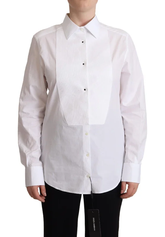 Dolce & Gabbana Elegant White Poplin Dress Women's Shirt