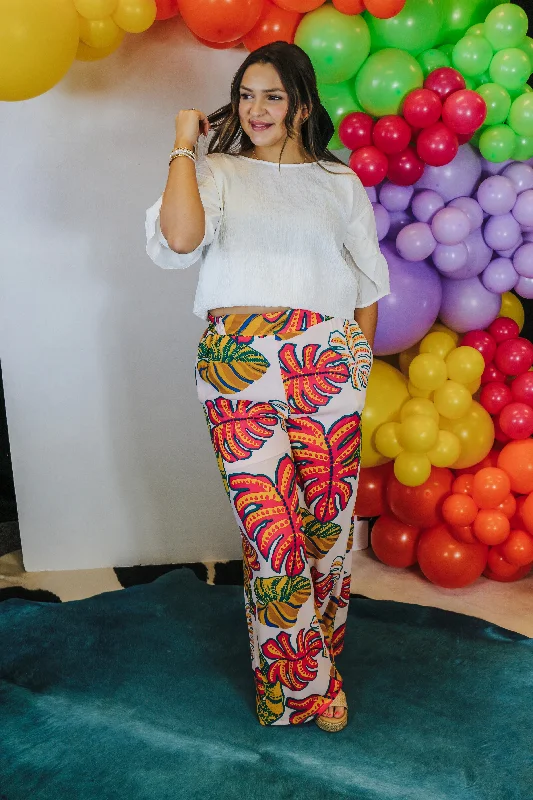 Cora St Tropez Tropical Pants Comfy High-Waist Jeans
