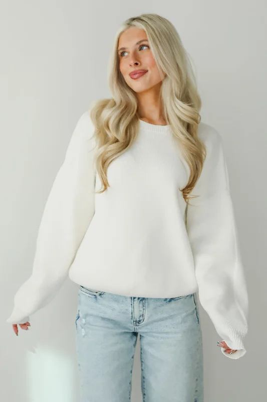 FINAL SALE - Snowy Escape Ivory Oversized Sweater Knit Fabric Woven Fabric Fleece Fabric