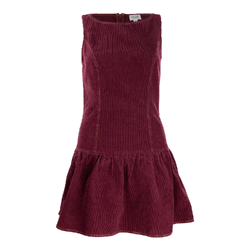 Maroon Straight Line Drop Waist Dress