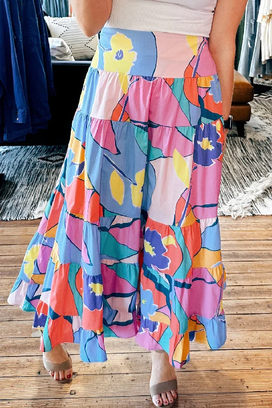 KaleaBoutique Printed Pocketed High Waist Maxi Skirt slim fit skirt